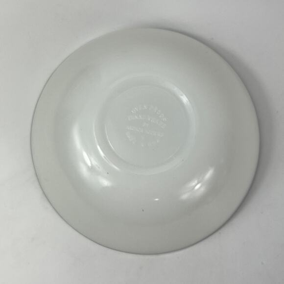 Anchor Hocking Bowl Medium Milk Glass Silver Rim Vintage Ovenproof Dinnerware - Picture 3 of 12